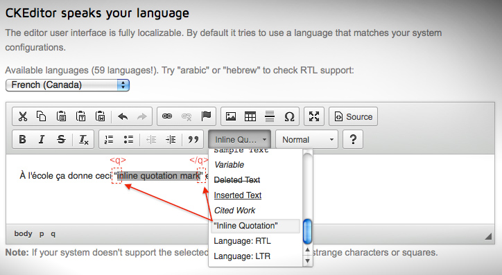 CKEditor' quote tags Inline quotation marks from CKEditor