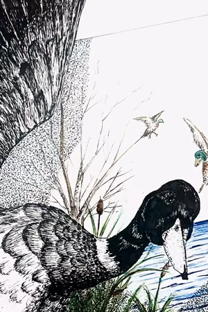 Illustration réalisée à l’encre et pastel gras.
